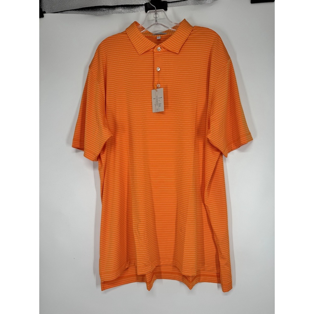 Peter Millar Summer Comfot Polo Shirt Mens 2XL Orange Striped Performance Golf